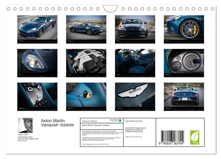 Produktbild: Aston Martin Vanquish Volante (Wandkalender 2026 DIN A4 quer), CALVENDO Monatskalender