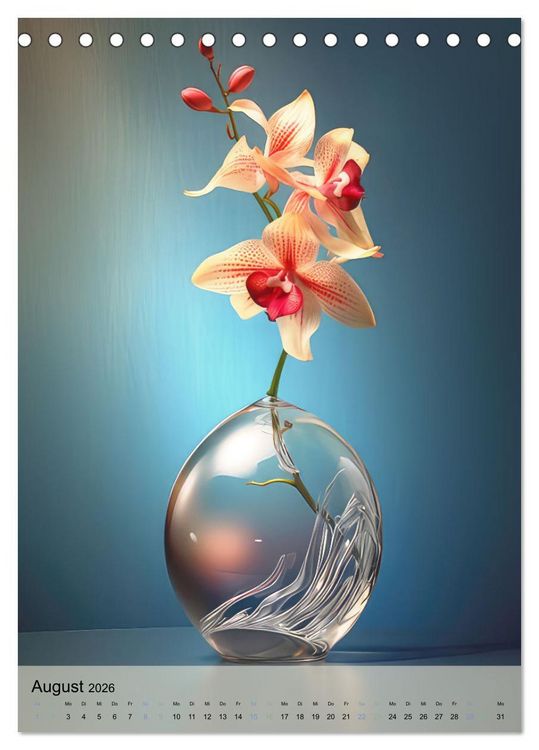 Produktbild: Blumenpracht in edlen Vasen (Tischkalender 2026 DIN A5 hoch), CALVENDO Monatskalender
