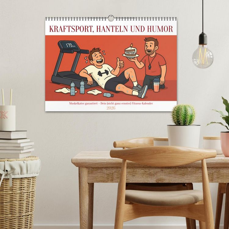 Produktbild: Kraftsport, Hanteln und Humor (Wandkalender 2026 DIN A3 quer), CALVENDO Monatskalender