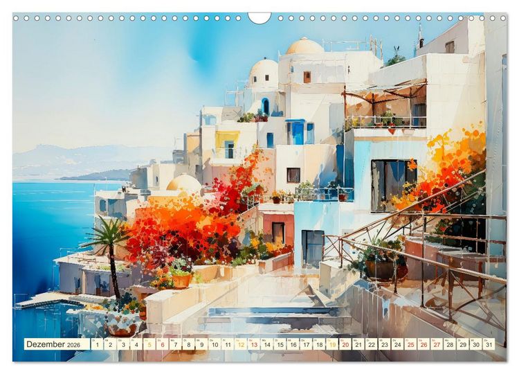 Produktbild: Santorini Inseltr&auml;ume (Wandkalender 2026 DIN A3 quer), CALVENDO Monatskalender