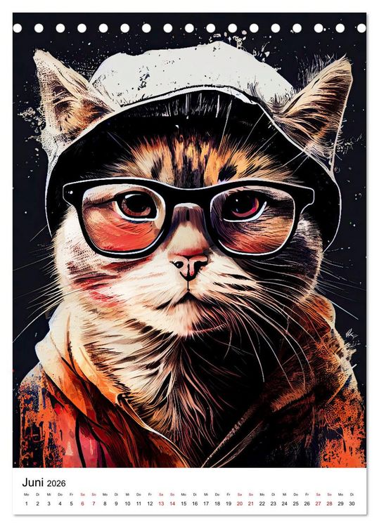 Produktbild: Hipster Katzen (Tischkalender 2026 DIN A5 hoch), CALVENDO Monatskalender