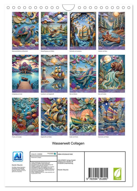 Produktbild: Wasserwelt Collagen (Wandkalender 2027 DIN A4 hoch), CALVENDO Monatskalender