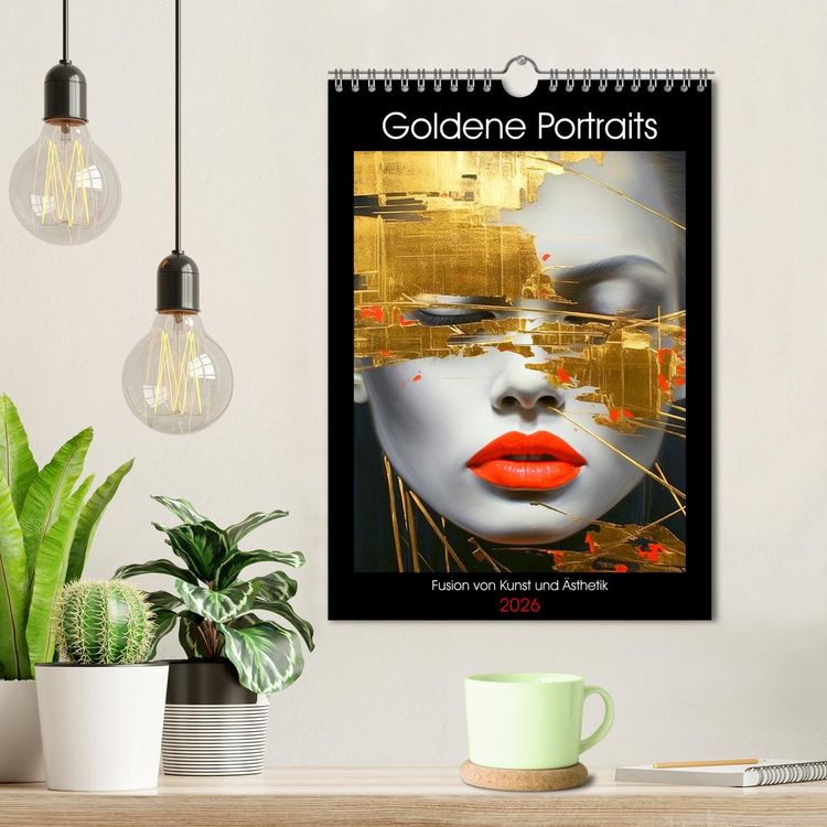 Produktbild: Goldene Portraits. Fusion von Kunst und &Auml;sthetik (Wandkalender 2026 DIN A4 hoch), CALVENDO Monatskalender