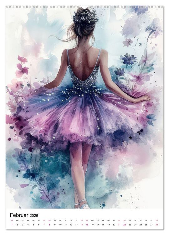 Produktbild: Ballerinas in Aquarell (hochwertiger Premium Wandkalender 2026 DIN A2 hoch), Kunstdruck in Hochglanz