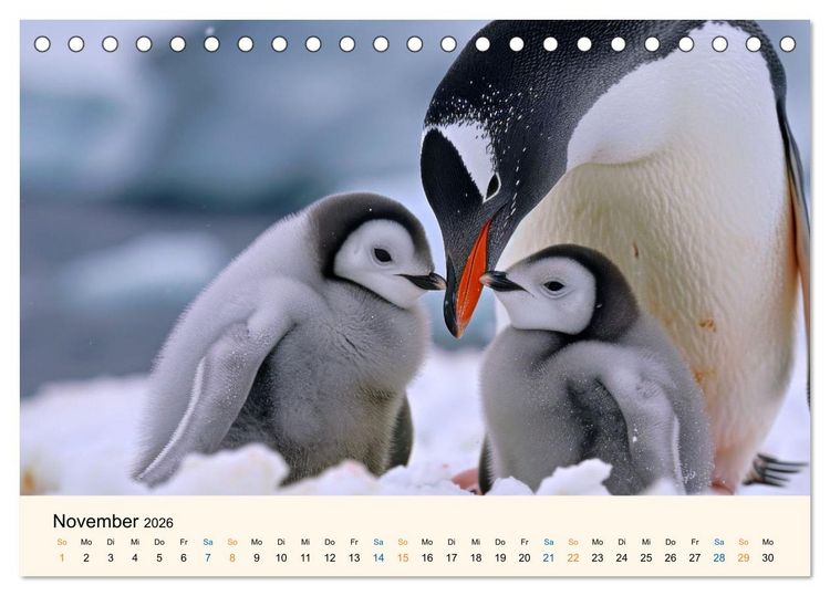 Produktbild: Tierkinder in Eis und Schnee (Tischkalender 2026 DIN A5 quer), CALVENDO Monatskalender