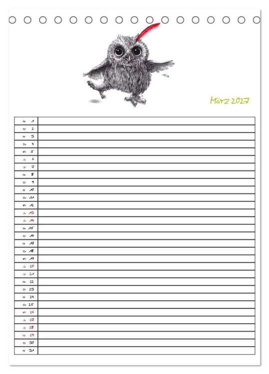 Produktbild: Tieronisch Eulen (Tischkalender 2027 DIN A5 hoch), CALVENDO Monatskalender