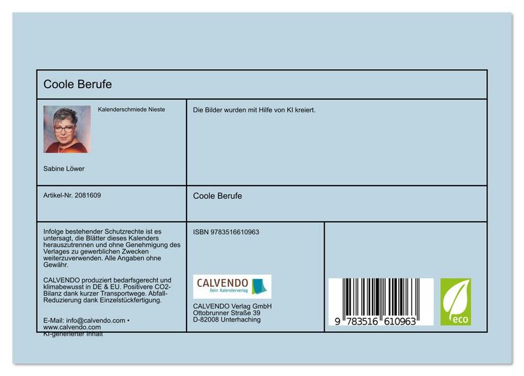Produktbild: Coole Berufe (Tischkalender 2026 DIN A5 quer), CALVENDO Monatskalender