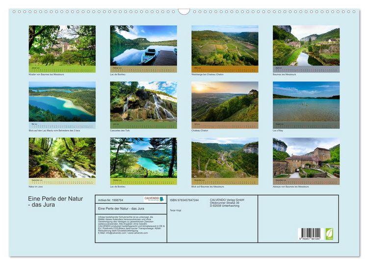 Produktbild: Eine Perle der Natur - das Jura (Wandkalender 2026 DIN A2 quer), CALVENDO Monatskalender