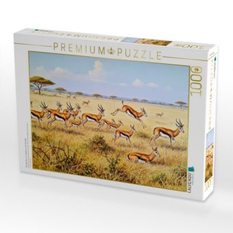 Produktbild: CALVENDO Puzzle Springb&ouml;cke mit Jungtieren als Gem&auml;lde | 1000 Teile Lege-Gr&ouml;&szlig;e 64x48cm Foto-Puzzle f&uuml;r gl&uuml;ckliche Stunden