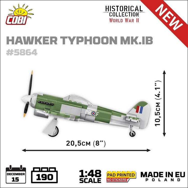 Produktbild: COBI Historical Collection 5864 - Hawker Typhoon NK.IB, WWII, 190 Klemmbausteine