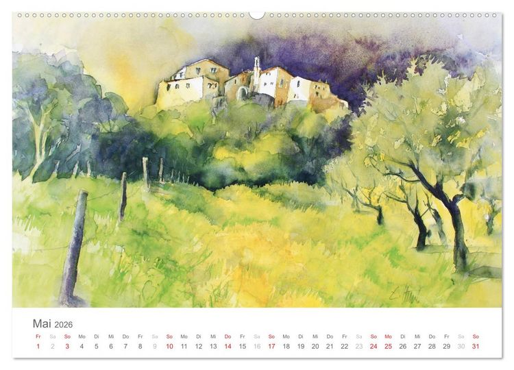Produktbild: Faszination Aquarell - Eckard Funck (hochwertiger Premium Wandkalender 2026 DIN A2 quer), Kunstdruck in Hochglanz