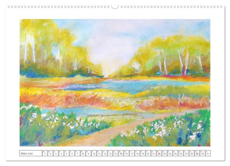 Produktbild: Im Rausch der Bl&uuml;ten - Farbenfroh gemalte Blumenwiesen (Wandkalender 2026 DIN A2 quer), CALVENDO Monatskalender