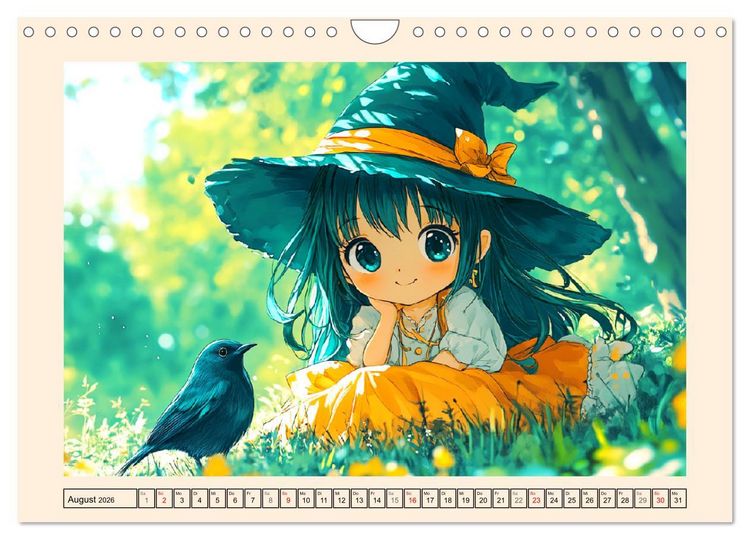Produktbild: Kleine Hexen. Zauberhafte M&auml;dchen mit magischen Kr&auml;ften (Wandkalender 2026 DIN A4 quer), CALVENDO Monatskalender