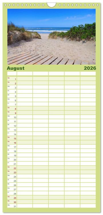 Produktbild: Familienplaner 2026 - Langeoog - Sch&ouml;nste Insel Ostfrieslands mit 5 Spalten (Wandkalender, 21 x 45 cm) CALVENDO