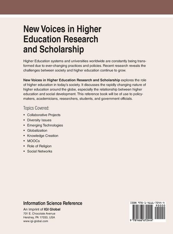 Produktbild: New Voices in Higher Education Research and Scholarship