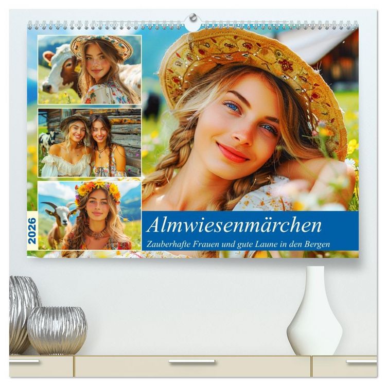 Produktbild: Almwiesenm&auml;rchen. Zauberhafte Frauen und gute Laune in den Bergen (hochwertiger Premium Wandkalender 2026 DIN A2 quer), Kunstdruck in Hochglanz