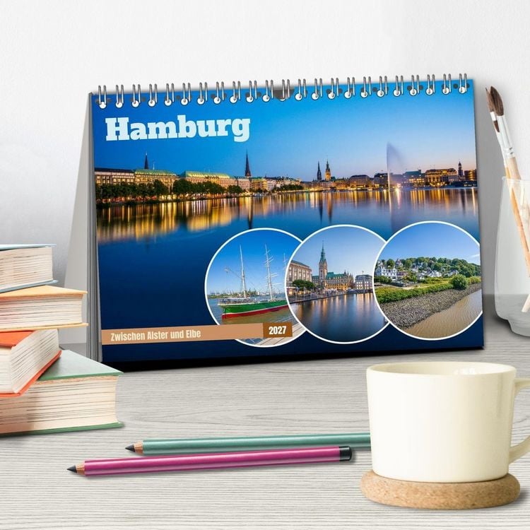 Produktbild: Hamburg - Zwischen Alster und Elbe (Tischkalender 2027 DIN A5 quer), CALVENDO Monatskalender
