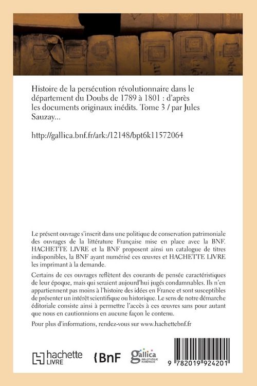 Produktbild: Histoire de la pers&eacute;cution r&eacute;volutionnaire dans le d&eacute;partement du Doubs, 1789-1801