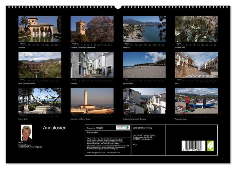 Produktbild: Andalusien (hochwertiger Premium Wandkalender 2026 DIN A2 quer), Kunstdruck in Hochglanz