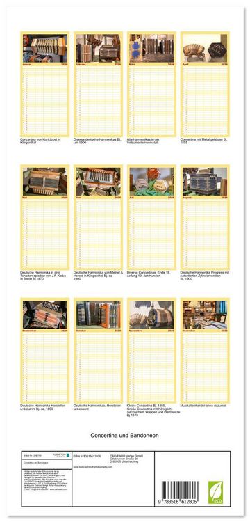Produktbild: Familienplaner 2026 - Concertina und Bandoneon mit 5 Spalten (Wandkalender, 21 x 45 cm) CALVENDO