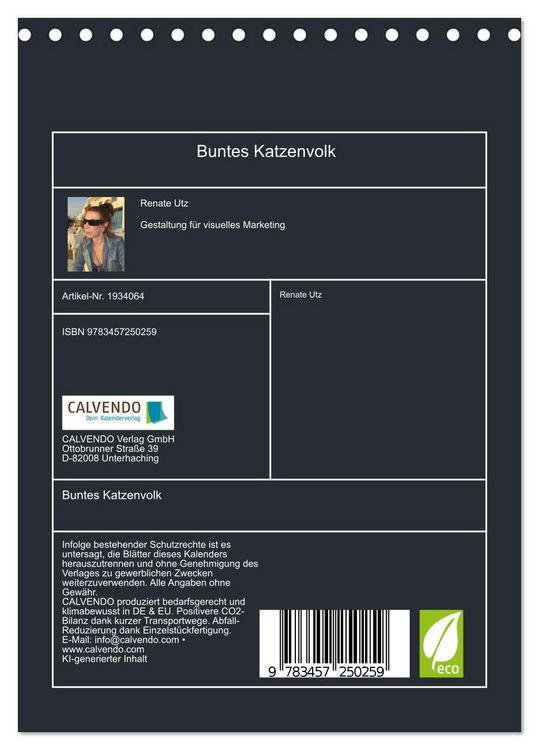 Produktbild: Buntes Katzenvolk (Tischkalender 2026 DIN A5 hoch), CALVENDO Monatskalender