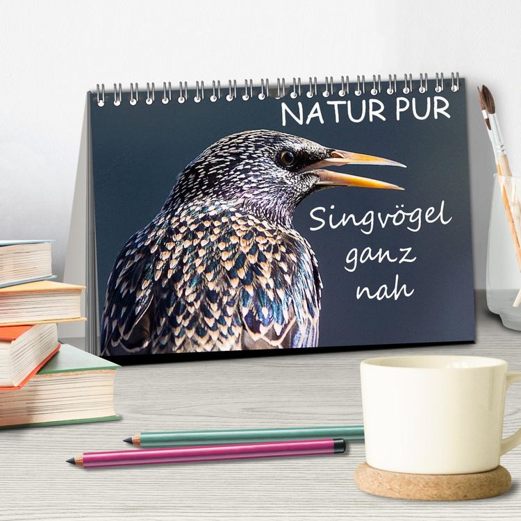 Produktbild: NATUR PUR - Singv&ouml;gel ganz nah (Tischkalender 2026 DIN A5 quer), CALVENDO Monatskalender