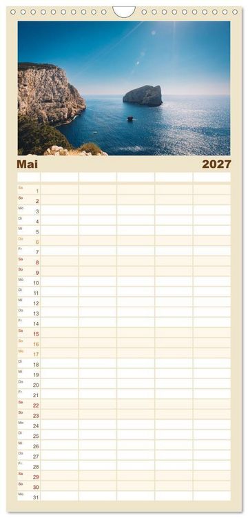 Produktbild: Familienplaner 2027 - Sardinien. Sch&ouml;ne Landschaften und bunte St&auml;dte. mit 5 Spalten (Wandkalender, 21 x 45 cm) CALVENDO