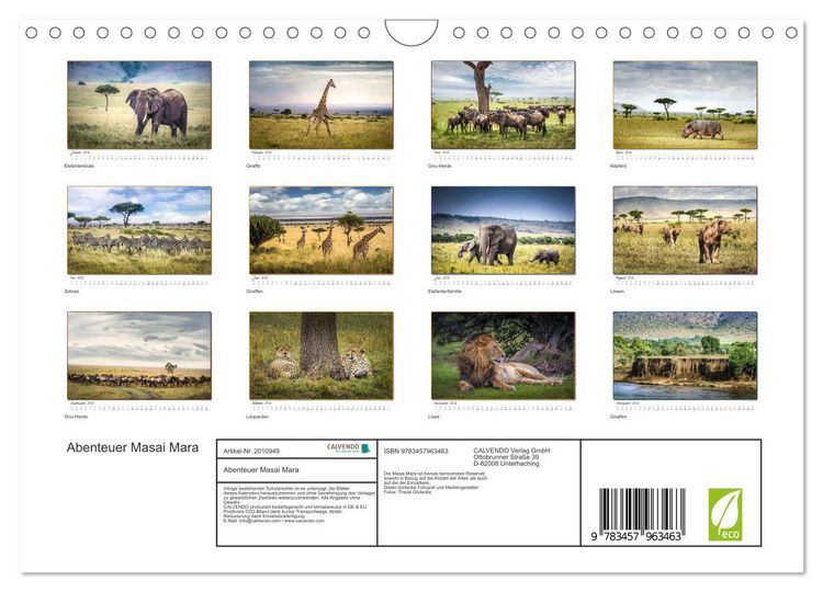 Produktbild: Abenteuer Masai Mara (Wandkalender 2026 DIN A4 quer), CALVENDO Monatskalender