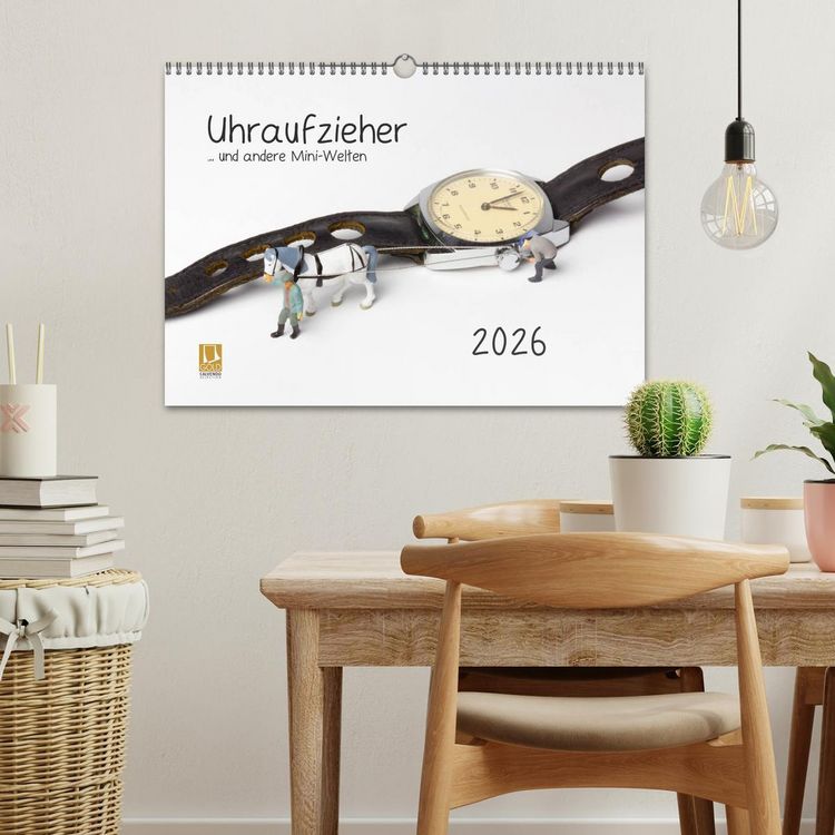 Produktbild: Uhraufzieher ... und andere Mini-Welten (Wandkalender 2026 DIN A3 quer), CALVENDO Monatskalender