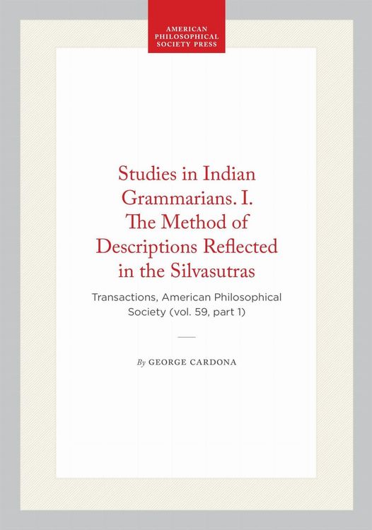 Produktbild: Studies in Indian Grammarians. I. the Method of Descriptions Reflected in the Silvasutras