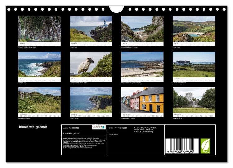 Produktbild: Irland wie gemalt (Wandkalender 2026 DIN A4 quer), CALVENDO Monatskalender