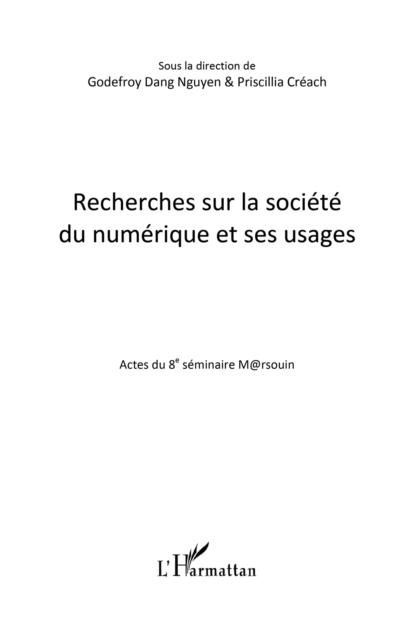 Produktbild: Recherches sur la societe du numerique et ses usages