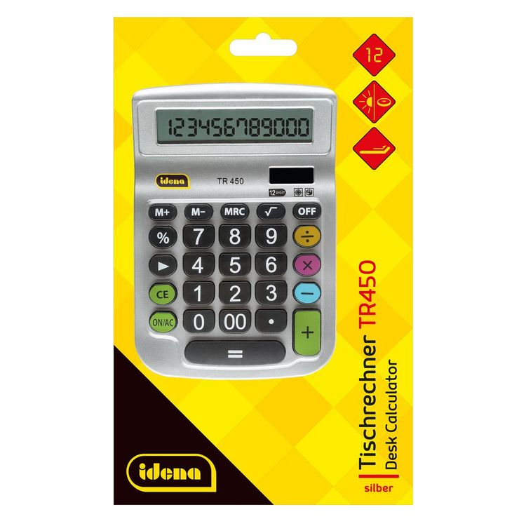 Produktbild: Idena Tischrechner TR450 12-stelliges Display grau