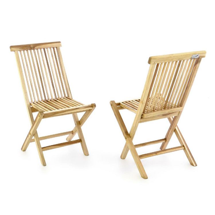 2er Gartenstuhl Hochlehner Klappstuhl Holz Teak