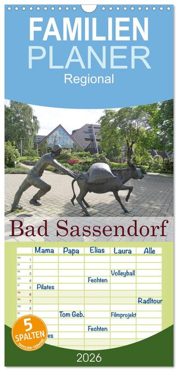 Produktbild: Familienplaner 2026 - Bad Sassendorf mit 5 Spalten (Wandkalender, 21 x 45 cm) CALVENDO