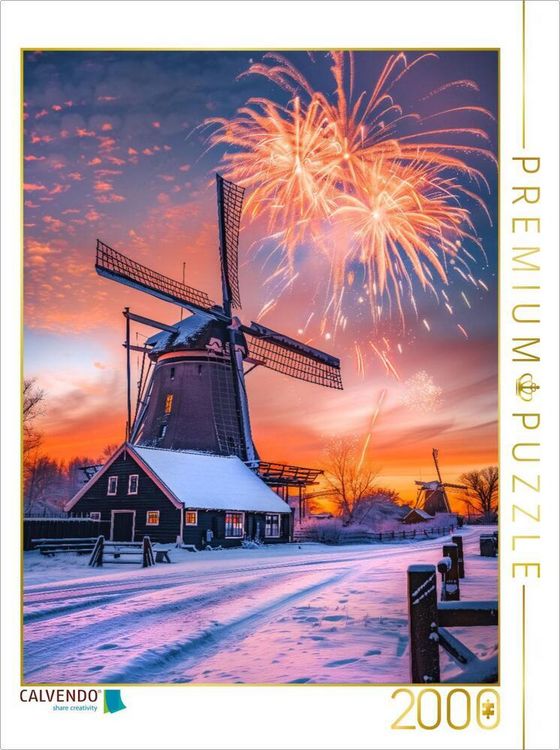 Produktbild: CALVENDO Puzzle Windm&uuml;hlen im Fl&uuml;geltanz, wie ein M&auml;rchen aus vergang'ner Zeit | 2000 Teile Lege-Gr&ouml;&szlig;e 90x67cm Foto-Puzzle f&uuml;r gl&uuml;ckliche Stunden