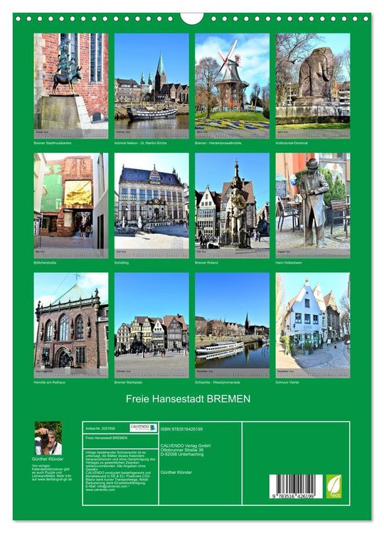Produktbild: Freie Hansestadt BREMEN (Wandkalender 2026 DIN A3 hoch), CALVENDO Monatskalender
