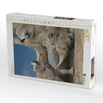 Produktbild: CALVENDO Puzzle Nashornbaby mit Muttertier | 1000 Teile Lege-Gr&ouml;&szlig;e 64x48cm Foto-Puzzle f&uuml;r gl&uuml;ckliche Stunden