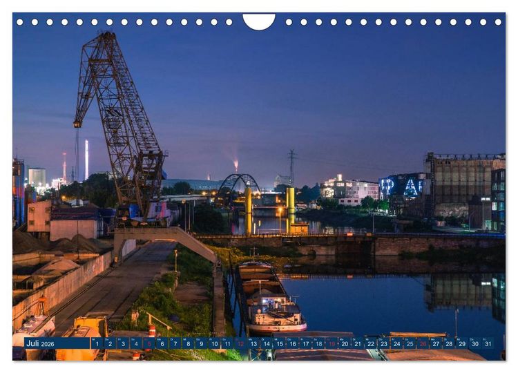Produktbild: Mannheim 2026 - wenn es Nacht wird im Hafen (Wandkalender 2026 DIN A4 quer), CALVENDO Monatskalender