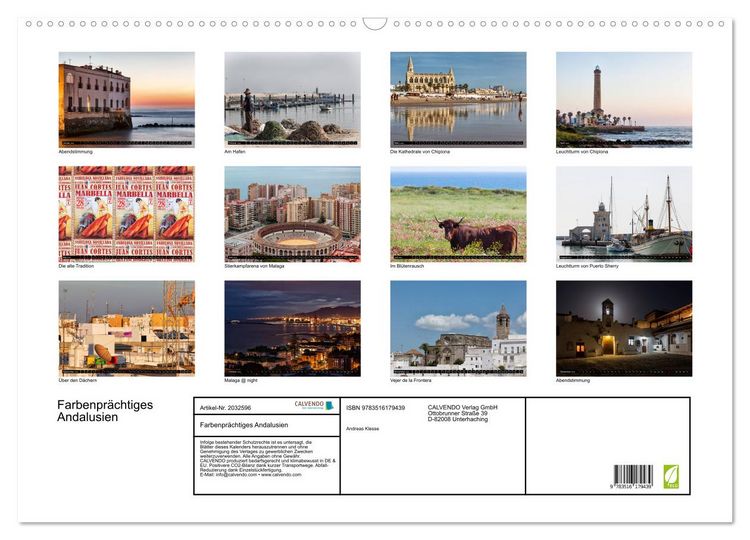 Produktbild: Farbenpr&auml;chtiges Andalusien (Wandkalender 2026 DIN A2 quer), CALVENDO Monatskalender