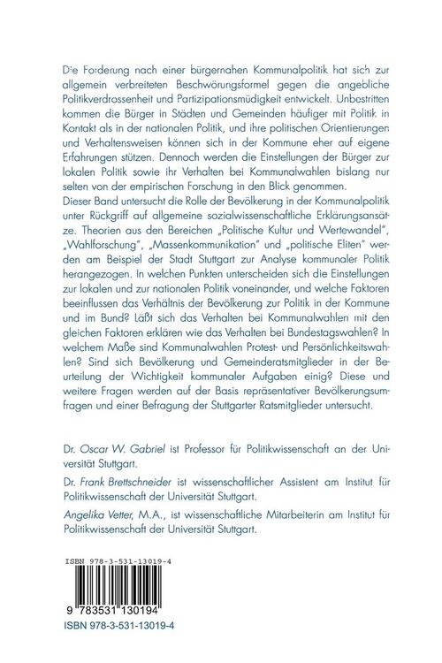 Produktbild: Politische Kultur und Wahlverhalten in einer Gro&szlig;stadt
