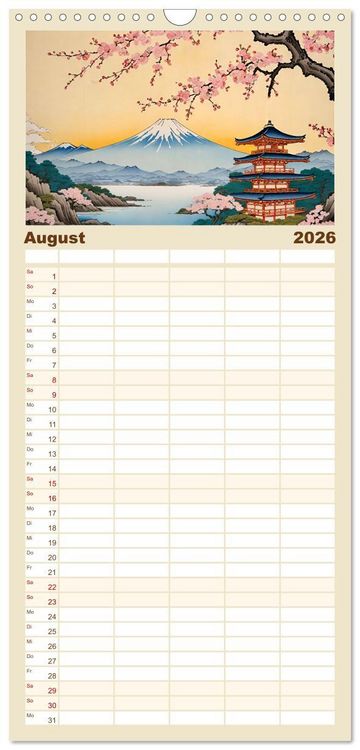 Produktbild: Familienplaner 2026 - Hanami in Japan mit 5 Spalten (Wandkalender, 21 x 45 cm) CALVENDO