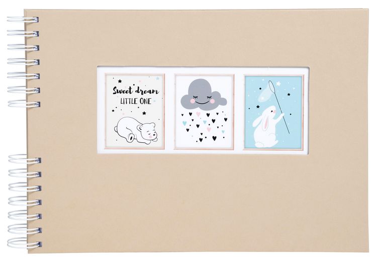 Produktbild: Scrapbooking-Set, Fotoalbum mit Spiralbindung, 50 Seiten wei&szlig;, 32x22 cm + Stifte, Sticker, Schablonen, Fotoecken