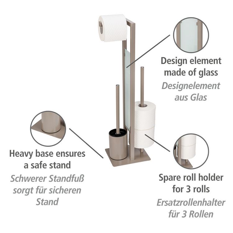 Produktbild: Stand WC-Garnitur Mod. Rivalta Taupe, Platte aus Sicherheitsglas