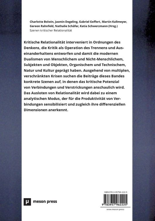 Produktbild: Szenen kritischer Relationalit&auml;t