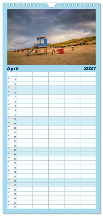 Produktbild: Familienplaner 2027 - Langeoog &ndash; Ein Herbst auf der Insel des Lebens mit 5 Spalten (Wandkalender, 21 x 45 cm) CALVENDO