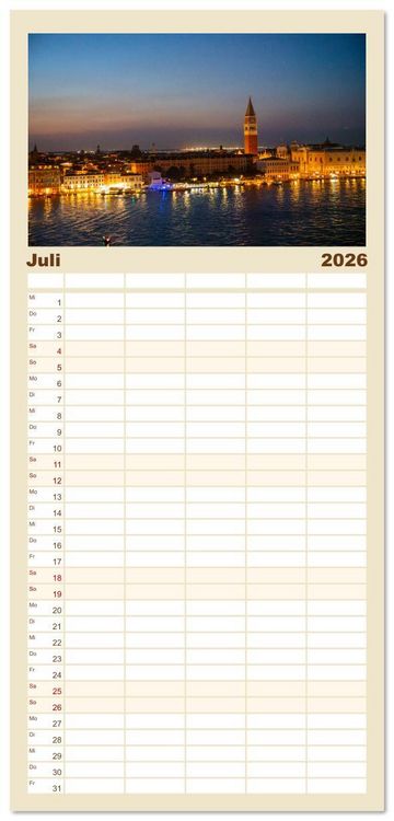Produktbild: Familienplaner 2026 - Sehnsuchtsh&auml;fen in der Nacht mit 5 Spalten (Wandkalender, 21 x 45 cm) CALVENDO