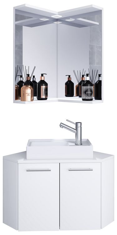 Produktbild: 3-tlg. Eck G&auml;ste WC Waschplatz Waschtisch Vilosa