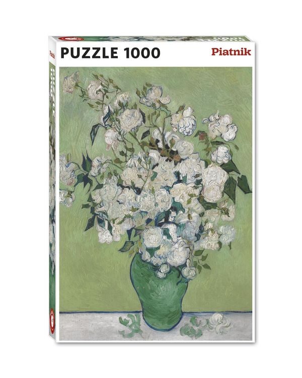 Produktbild: van Gogh - Gruene Vase mit weissen Rosen