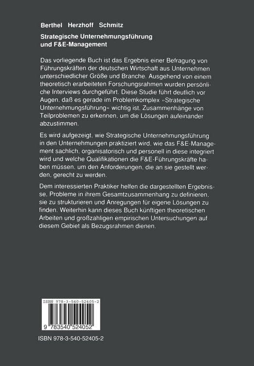 Produktbild: Strategische Unternehmungsf&uuml;hrung und F&E-Management